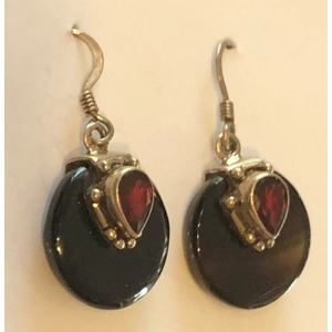 Red Onyx with Pear Shaped Garnet Earrings