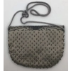 Vintage Grey Satin Beaded Designer Clutch with Rope Shoulder strap “Magid”