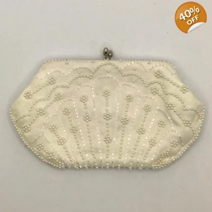 Vintage Purse White Pearls & Beads