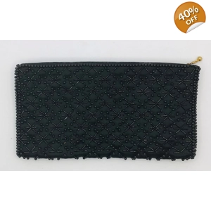 Vintage Black Beaded Clutch