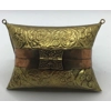 Vintage Ornate Metal Copper & Brass Pillow Purse w/ Velvet Lining