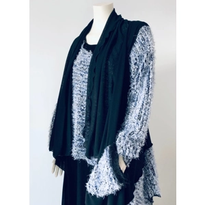 Suzen Black and Fuzzy Blue Vest and Top