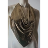 Whiting & Davis Vintage 1970's Gold Metal Mesh Draped Backless Halter Top