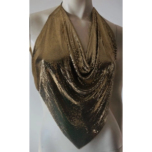 Whiting & Davis Vintage 1970's Gold Metal Mesh Draped Back..