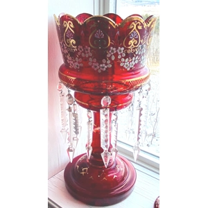 Victorian Bohemian Ruby Crystal Girandole