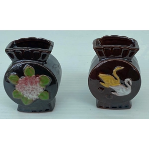 Majolica Brown Toothpick Holders