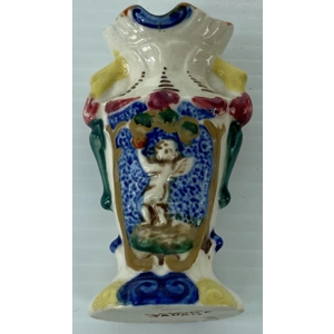 Majolica Cherub Ceramic Vase