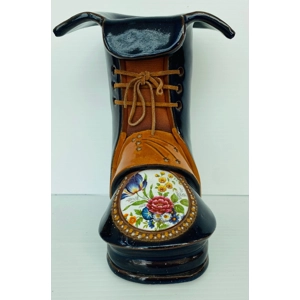 Majolica Pottery Glazed Ceramic Boot Vase