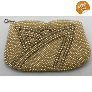 Beaded Heavy Faux Seed Pearl Clutch