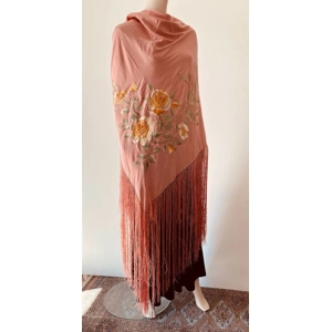 1920's Antique Pink Silk Piano Shawl