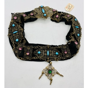 Antique Chinese Gold Filigree Belt on Velvet