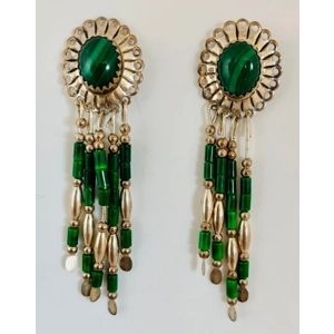 Malachite and Silver Earrings