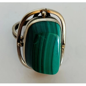 Malachite Gem Inset in Sterling Ring