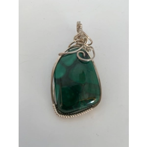 Silver Wrapped Malachite Pendant
