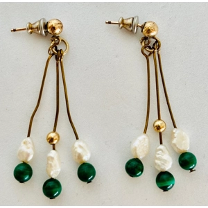 Malachite Pearl Drop Earrings