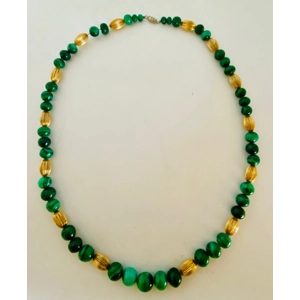 Malachite and Gold Bead Necklace