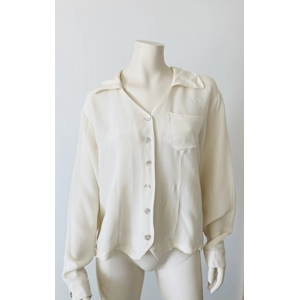 Silk Land Cream Long Sleeve Shirt Button Up