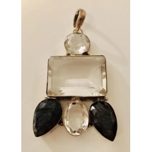 Quartz Crystal 3 Raw Sapphire Pendant