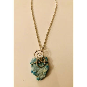 Turquoise Pendant Wrapped with Chain