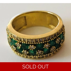 14kt Yellow Gold Emerald & Diamond Ring