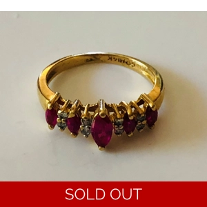 14kt Yellow Gold Diamond & Ruby Ring