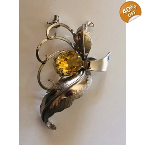 Silver Brooch with Citrine