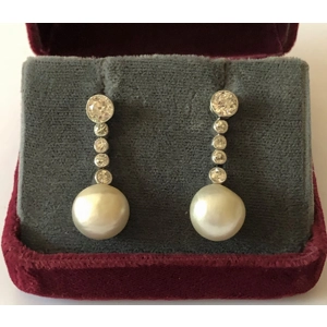 14kt White Gold, Diamond & Pearl Earrings