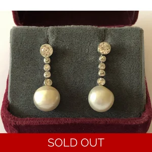 14kt White Gold, Diamond & Pearl Earrings
