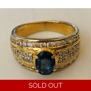 14kt Yellow Gold Sapphire & Diamond Ring