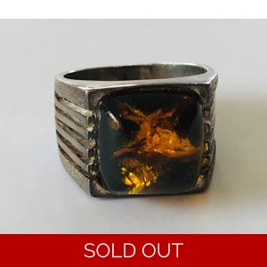 Amber Sterling Ring