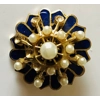 Blue Enamel Brooch with Pearls