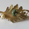 Gold Leaf Pin with Pearl and Aventurine