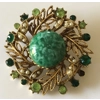 Amazonite, Pearl, Peridot, Emerald Brooch