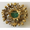 Amazonite, Pearl, Peridot, Emerald Brooch