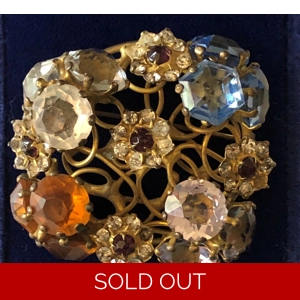 Sterling Multi Gem Brooch