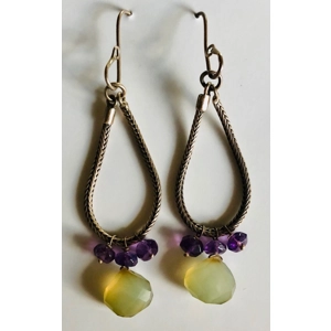 Prehnite & 3 Amethyst Stones