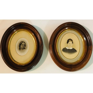 Victorian Portraits 1850s  Pair - One Sketch - One Photogr..