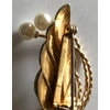 Gold Leaf with Pearls Brooch