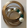 Pearl and Aventurine Brooch