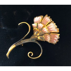 Enamel Franklin Mint Gold Plate Flower Brooch