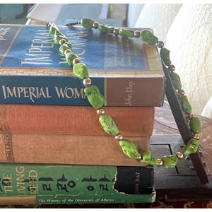 Gaspeite and Silver Bead Necklace