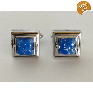 Silver Lapis Swank Cufflinks