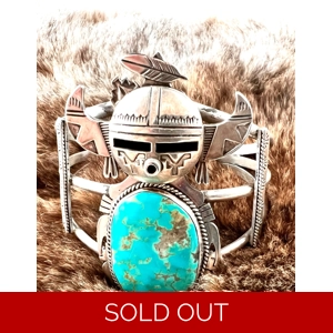 Kachina Turquoise & Sterling Silver Bracelet 1