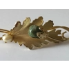 Gold Leaf Pin with Pearl and Aventurine