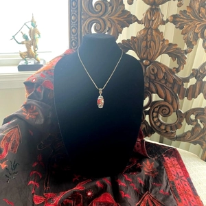 Coral Garnet & Silver Necklace