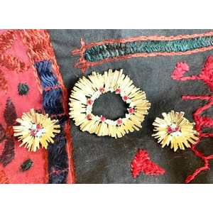 Ruby/Diamond Brooch & Earrings Set