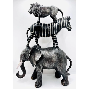 Elephant Zebra Lion Polyresin Figurine
