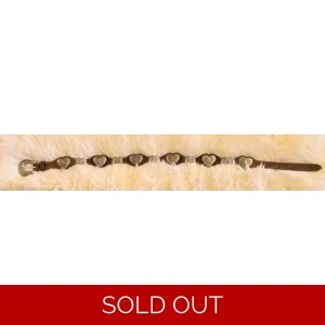 Brown Leather Belt with Silver Hearts