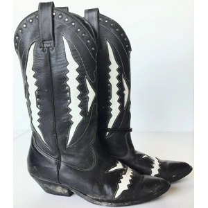 Slicker Black & White Cowboy Boots