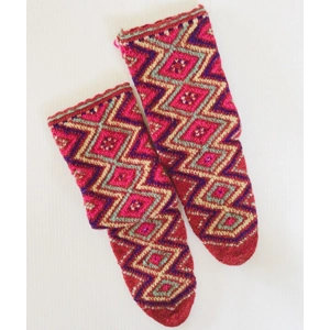 Knitted Middle Eastern Multicolored Pattern Slippers